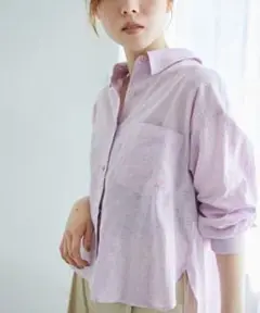 le.coeur blanc コットン麻コンパクトシャツ ピンク