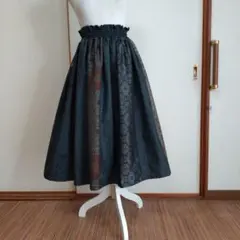 ☆大島紬リメイクパッチワークロングギャザースカート☆789☆ハンドメイド
