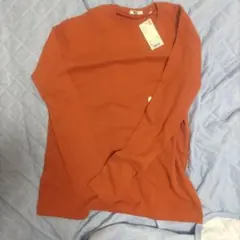 新品タグ付き　UNIQLO ソフトタッチクルーネック長袖Tシャツ オレンジ　XL