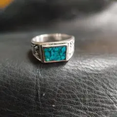 シルバー925 ターコイズチップインレイ リング 約8.7号 3.6g