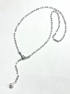 ☆淡水パールとチェーンの２wayネックレス(シルバーカラー)