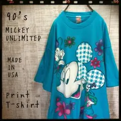 90s MICKEY ミッキーマウス プリント Tシャツ 半袖 古着 6012のサムネイル