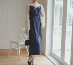 新品未使用　ドリードール　ベルスリーブ×Iラインドレス　ネイビー　オケージョン