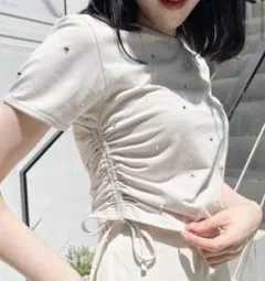NOMAE ビジューサイドギャザーTシャツのサムネイル