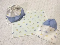 恐竜入園入学３点セットパステルマット(25×35)弁当袋コップ袋給食セット男の子のサムネイル