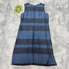 フラワー 様専用 PINORE 40 ワンピース Aライン ボーダー 青 黒のサムネイル