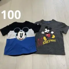 ミッキー Tシャツ 100 4T ブラック グレー 夏服 2枚セット