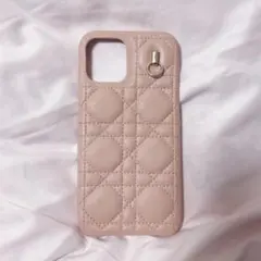 iPhone12 pro max ピンク キルティング リング付き ケース
