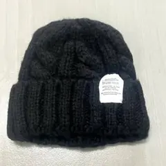 特価❣️ニット帽 ケーブルニット ざっくり編み タグ ブラック FREE SIZE