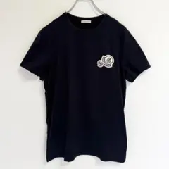 美品・QR確認】モンクレール ダブルワッペンTシャツ ブラック Mサイズ 