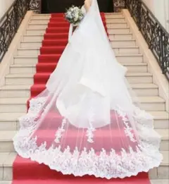 ウェディングベール　ロング　刺繍付