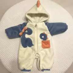⭐️超美品⭐️ジャンプスーツ 73 恐竜 前開き アウター ベビー着ぐるみ フード付