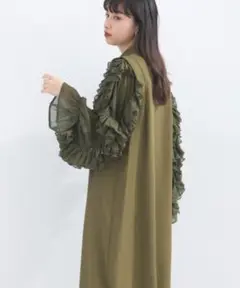 フルーエントカルゼ×シフォン フリルシアースリーブワンピース　terrace