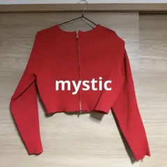 mystic レッド リブニット 長袖 クロップド丈のサムネイル