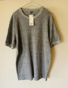 【新品タグ付き】UNIQLO ユニクロ ワッフルクルーネックTグレーLサイズ