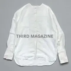 美品 THIRD MAGAZINE リネンブレンド ノーカラー 長袖 シャツ - メルカリ
