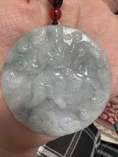 天然石 ヒスイ製 十二支「寅（虎）」彫刻ペンダント お守り 風水 開運 天然石 ヒスイ製 十二支「寅（虎）」彫刻ペンダント お守り 風水 開運