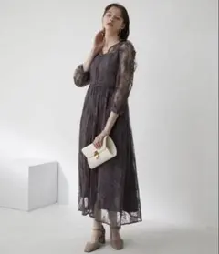 【新品タグ付き】Dorry Doll レイヤード花柄レースロングパーティードレス