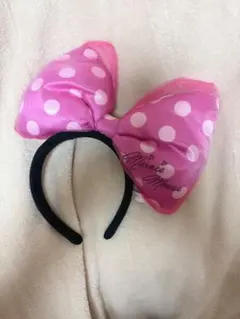 ディズニーリゾート ミニーマウス カチューシャ デカリボン 水玉 ピンク 限定