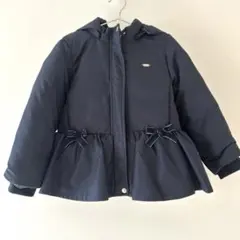 【極美品】フードつきぺプラム中綿入りコート　ネイビーpetit main110