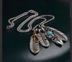 フェザー ネックレス アメカジ ターコイズ ネイティブ インディアン メンズ