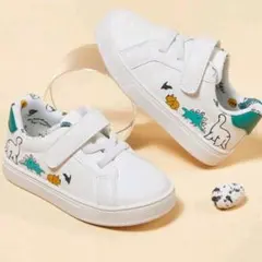 恐竜プリント ホワイトスニーカー
