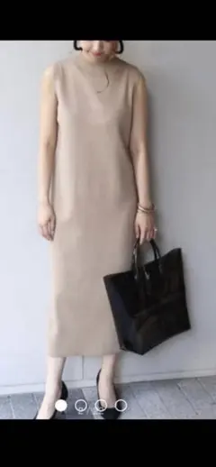 NOBLE ノースリーブニットワンピース ベージュ