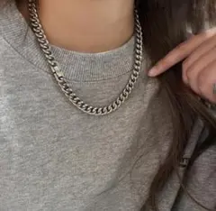 シルバー チェーンネックレス 幅6MM 長さ50CM