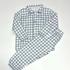 無印良品　ダブルガーゼ　グレー チェック柄パジャマ 100cm 110cm