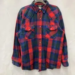 90s OshKosh ヘビーネル チェック柄 ウエスタンシャツ L TO1のサムネイル