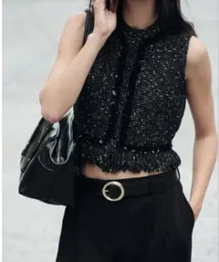 フリンジスパンコールニットベスト