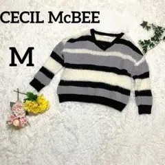 CECIL McBEE／セシルマクビー　Vネック ボーダーニット M セーター