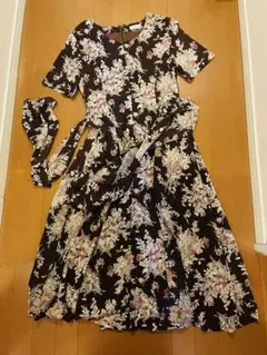 RÊVE フラワープリント 半袖ロングワンピース M