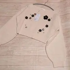 【新品】Chico フラワービジュー シャギーニット アイボリー F