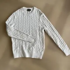 カシミアブレンド ホワイト ケーブルニット M