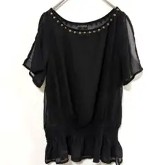 G by GUESS 鋲付きシフォンブラウス 黒 S スリット袖 希少デザインのサムネイル
