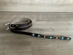 ハンドメイド ナロースタッズベルト エンドオンリーW32-36対応ブラウン