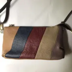ショルダーバッグ　昭和　レザー風パッチワーク