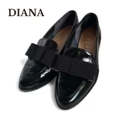 ✦初商セール✦訳あり DIANA 平リボン オペラシューズ 21 黒 エナメル