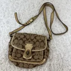 COACH コーチ シグネチャー ショルダーバッグ ブラウン ゴールド
