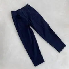 ユニクロ チノパン ネイビー ハイウエスト ストレート ストレッチ入り