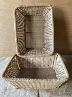 （綺麗な商品）超大型籐脱衣かご2個バスケット 籠 籐 ラタン 小物 雑貨 かご
