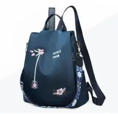 レディース リュック ショルダーバッグ 花柄 刺繍 ネイビー NE0220Y0