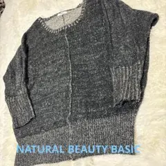 NATURAL BEAUTY BASIC グレー系 長袖ニット M