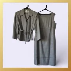 レディース ワンピーススーツ 2点セット グレー セットアップ 入学式 卒業式