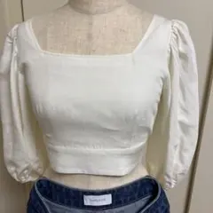 H&M オフショルダー ホワイトシャツ 7部丈