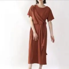 ローリーズファーム 2wayリブワンピース ロング丈 半袖 ウエストマーク F