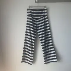 マタニティ ストライプ フレアパンツ ブラック&ホワイト