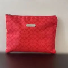 COACH コーチ　シグネチャー柄ポーチ　レッド