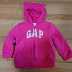 GAP フード付き裏起毛パーカー 12-18ヶ月 ピンク